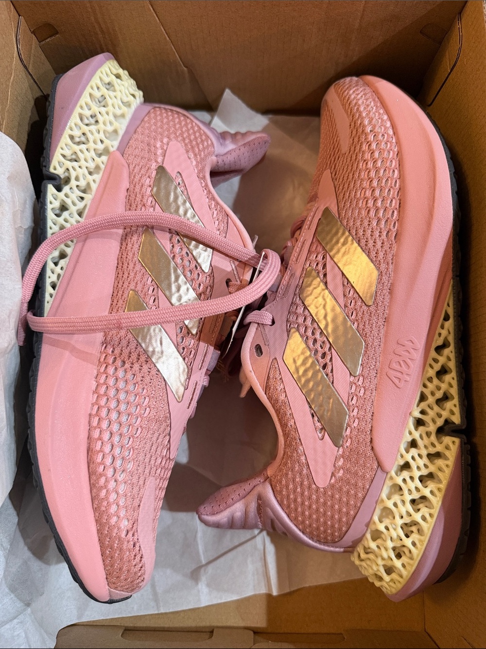 adidas 4DFWD Pulse Pink Women's Running Sneakers with Metallic Silver Stripes